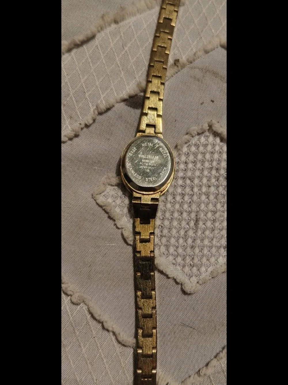 WALTHAM 12 Diamonds Gold Tone Quartz Analog Women's Watch Needs Battery